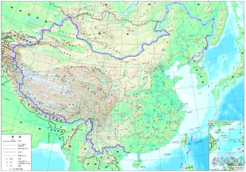 中國地形地勢圖