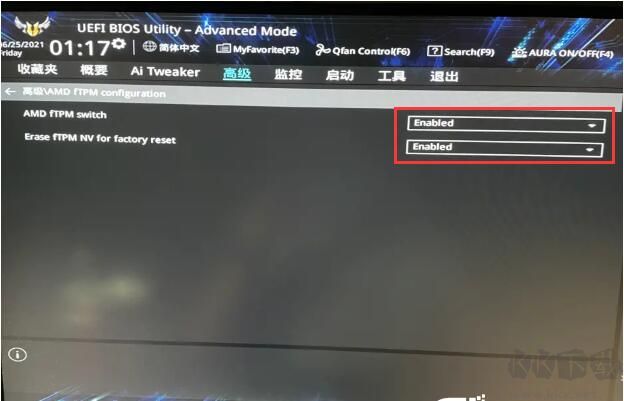 華碩amd平臺關閉TPM1
