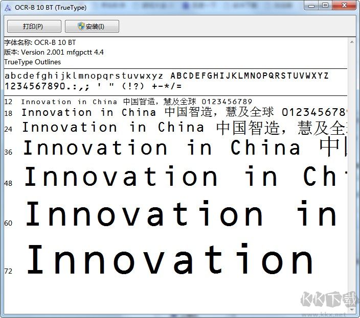 OCR-B 10 BT字體