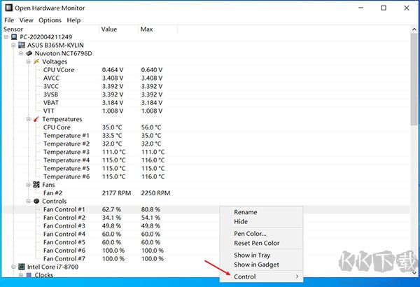 Open Hardware Monitor中文版(電腦硬件檢測工具)